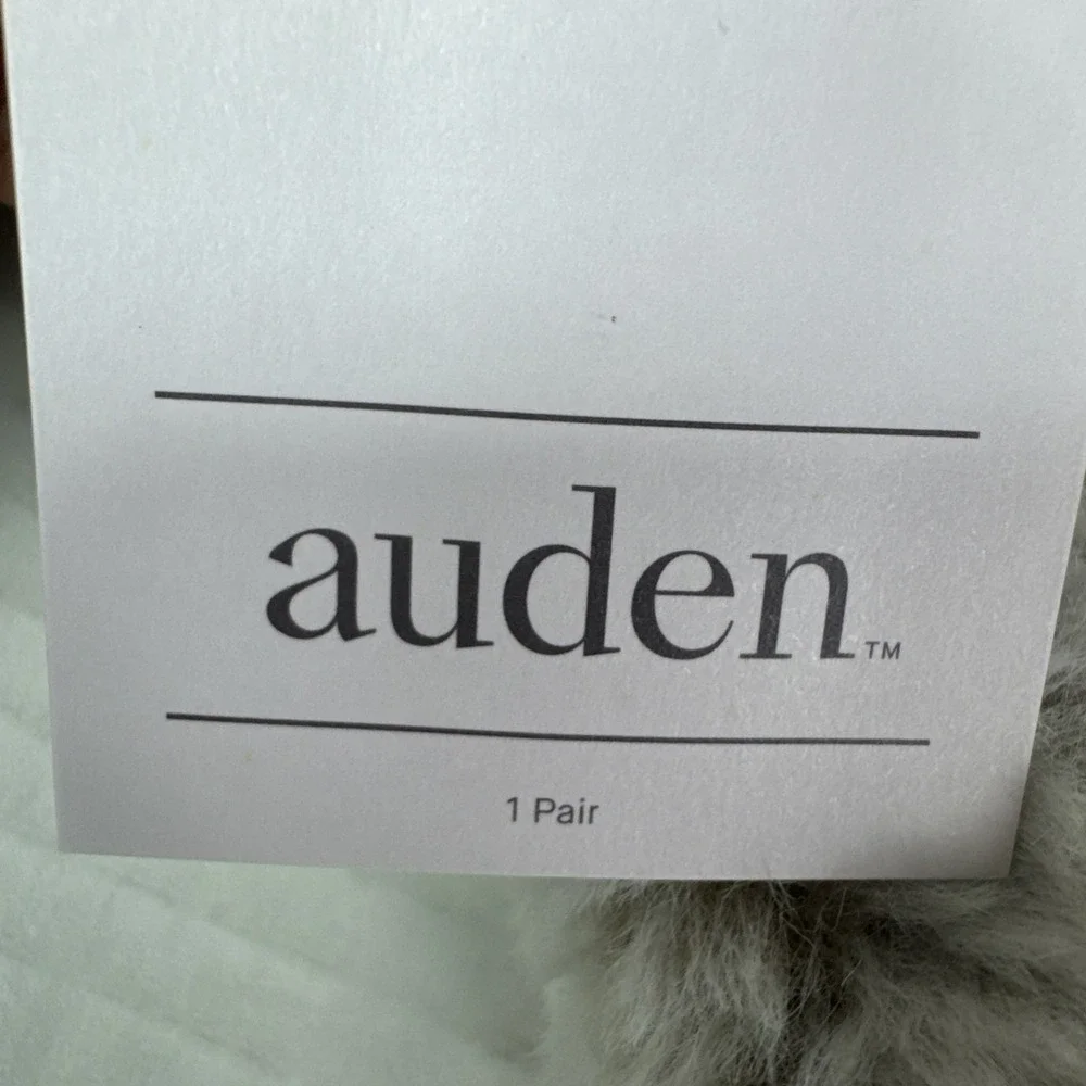 Auden Women's 0775 M/L 8-12 Faux Fur Slipper Socks‎ Tan Gripper Bottom NWT